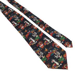Looney Tunes Cartoon Christmas Holiday Mens Necktie Tie Sylvester Bugs Bunny Taz